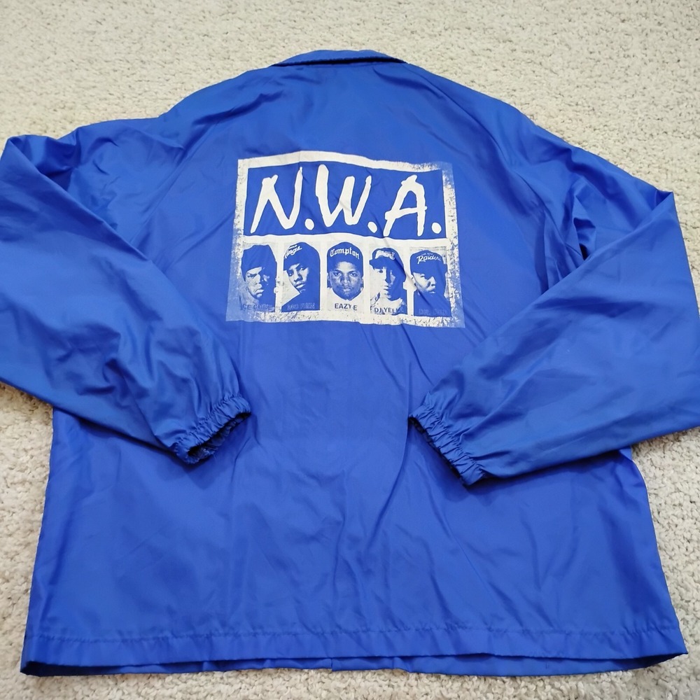 Vintage NWA Jacket Mens Large Blue Windbreaker Snap Swingster Rap Hiphop USA 80s